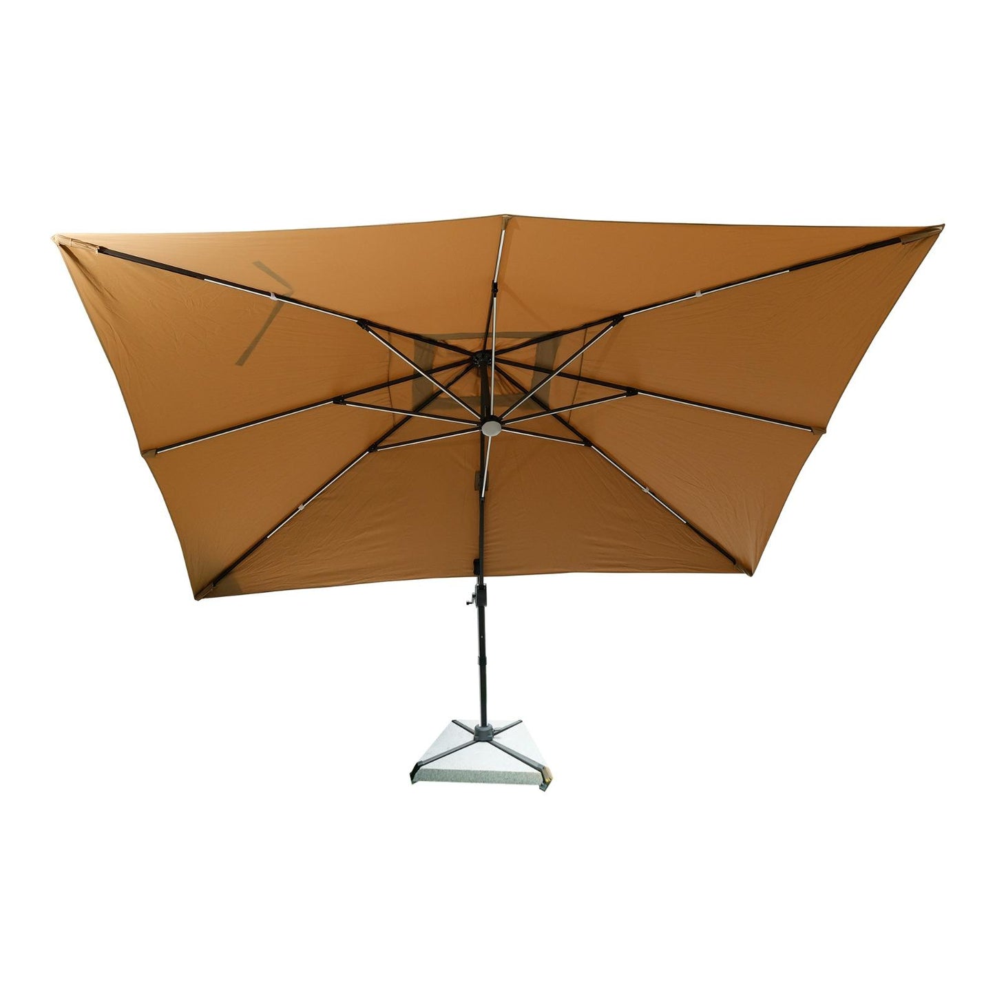 SunTuur Aluminum Garden Umbrella 3x4m with Marble Base, Solar Light