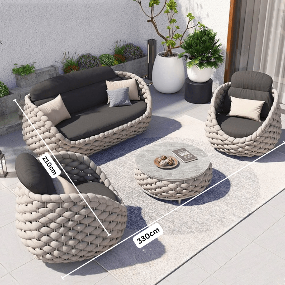 Outdoor Comfort Rope Articles Leisure Terrace Chair Garden Sofas Set for Villa Hotel