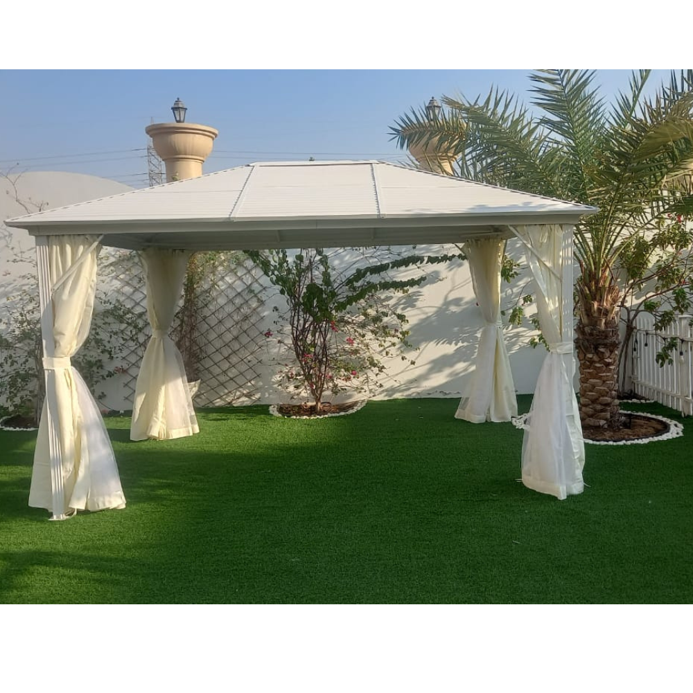 3x4m Rectangular Roof Aluminum Gazebo - White | Free installation