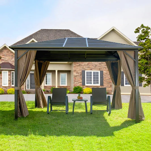 3x4m Rectangular Shape Aluminum Gazebo - Brown | Free installation