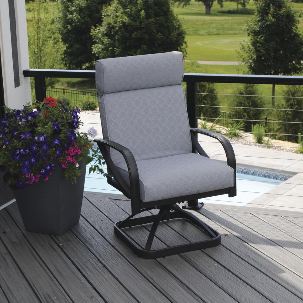 SunTuur Steel Frame Swivel Rocker Dining Patio Chair, Gray