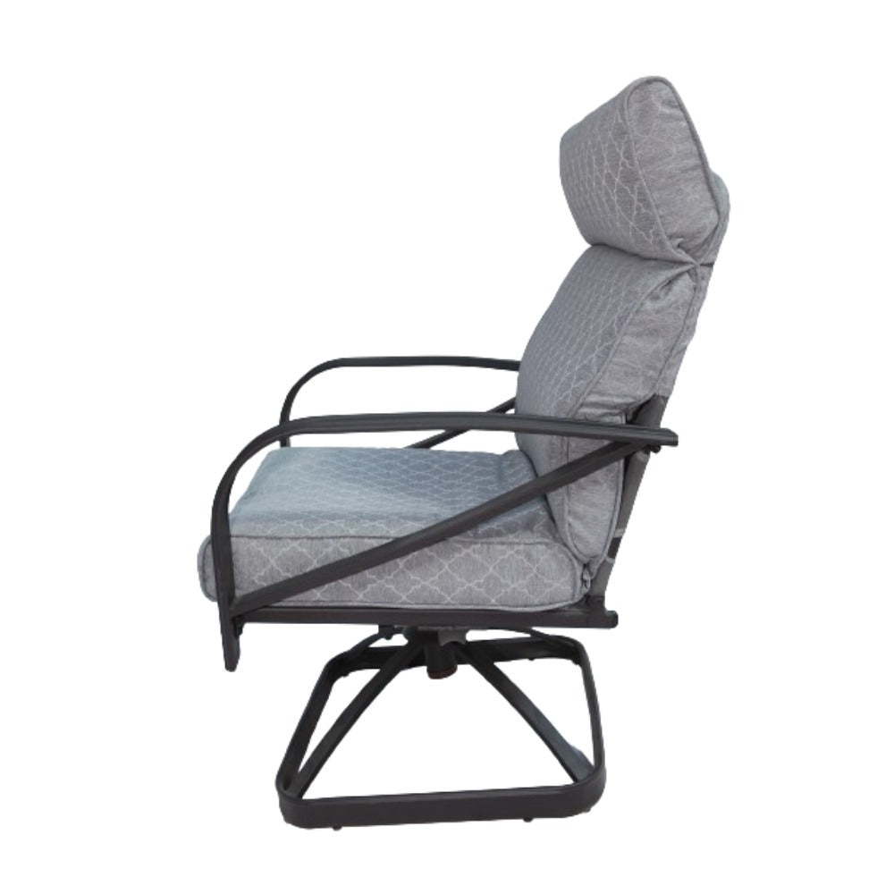 SunTuur Steel Frame Swivel Rocker Dining Patio Chair, Gray