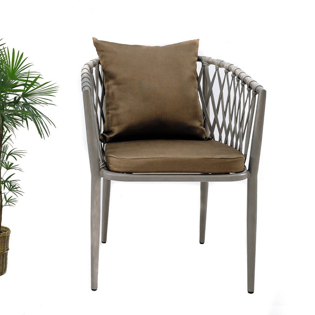 SunTuur Aluminium & Rope Chair With Cushion Brown