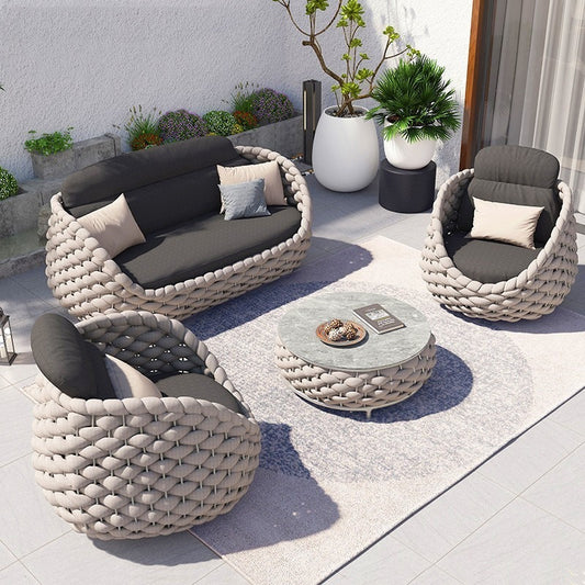 Outdoor Comfort Rope Articles Leisure Terrace Chair Garden Sofas Set for Villa Hotel