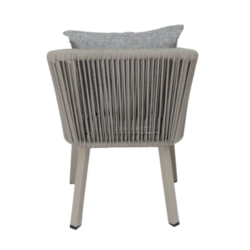 SunTuur Modern Patio Outdoor Aluminum And Rope Dining Chair with  Cushions Grey