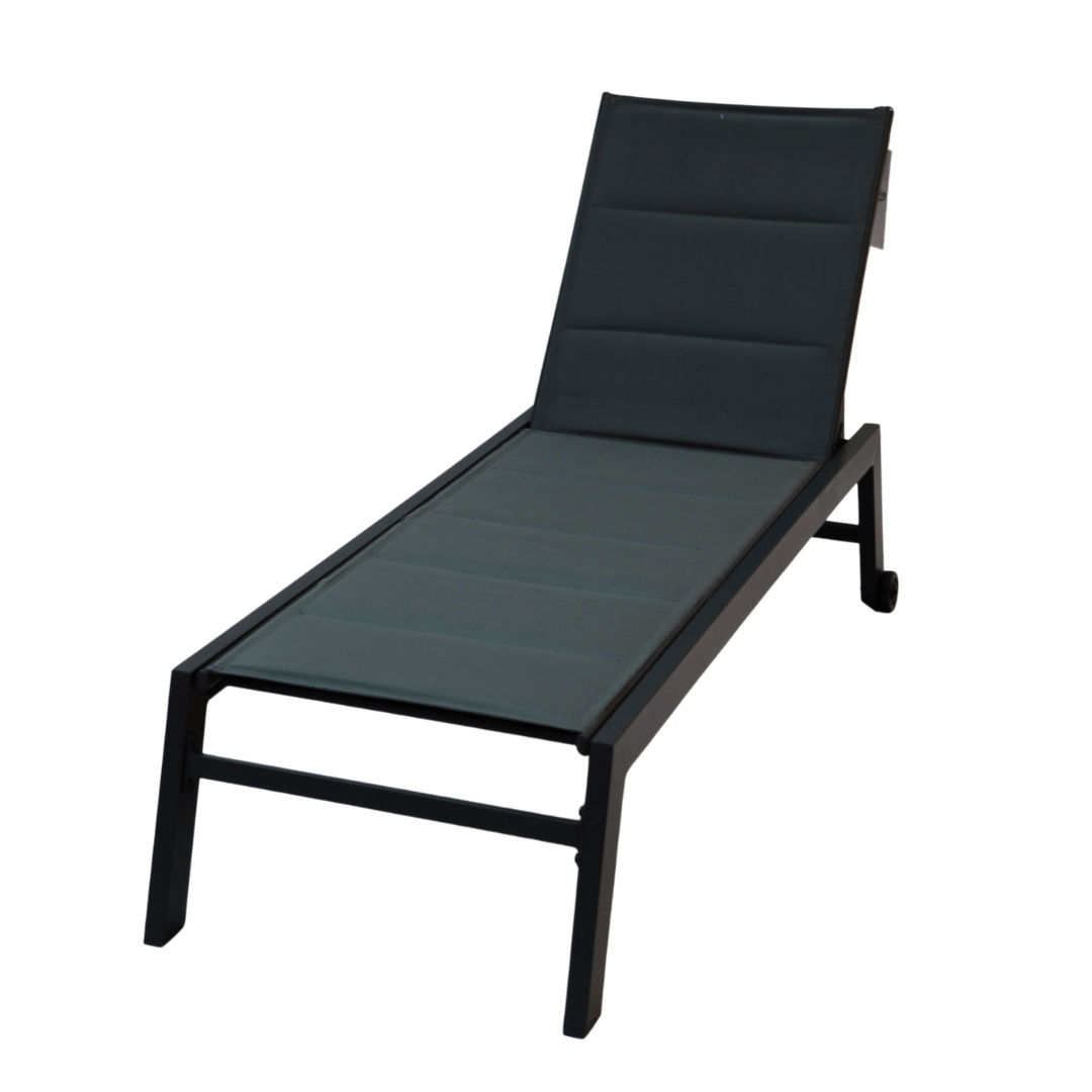 SunTuur Luxury Aluminum Frame Rope Design Sunbed with Polyester & Sponge - Durable Outdoor Lounger in GY