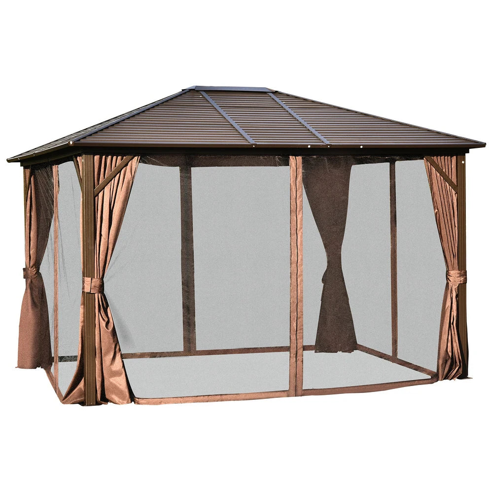 3x4m Rectangular Shape Aluminum Gazebo - Brown | Free installation