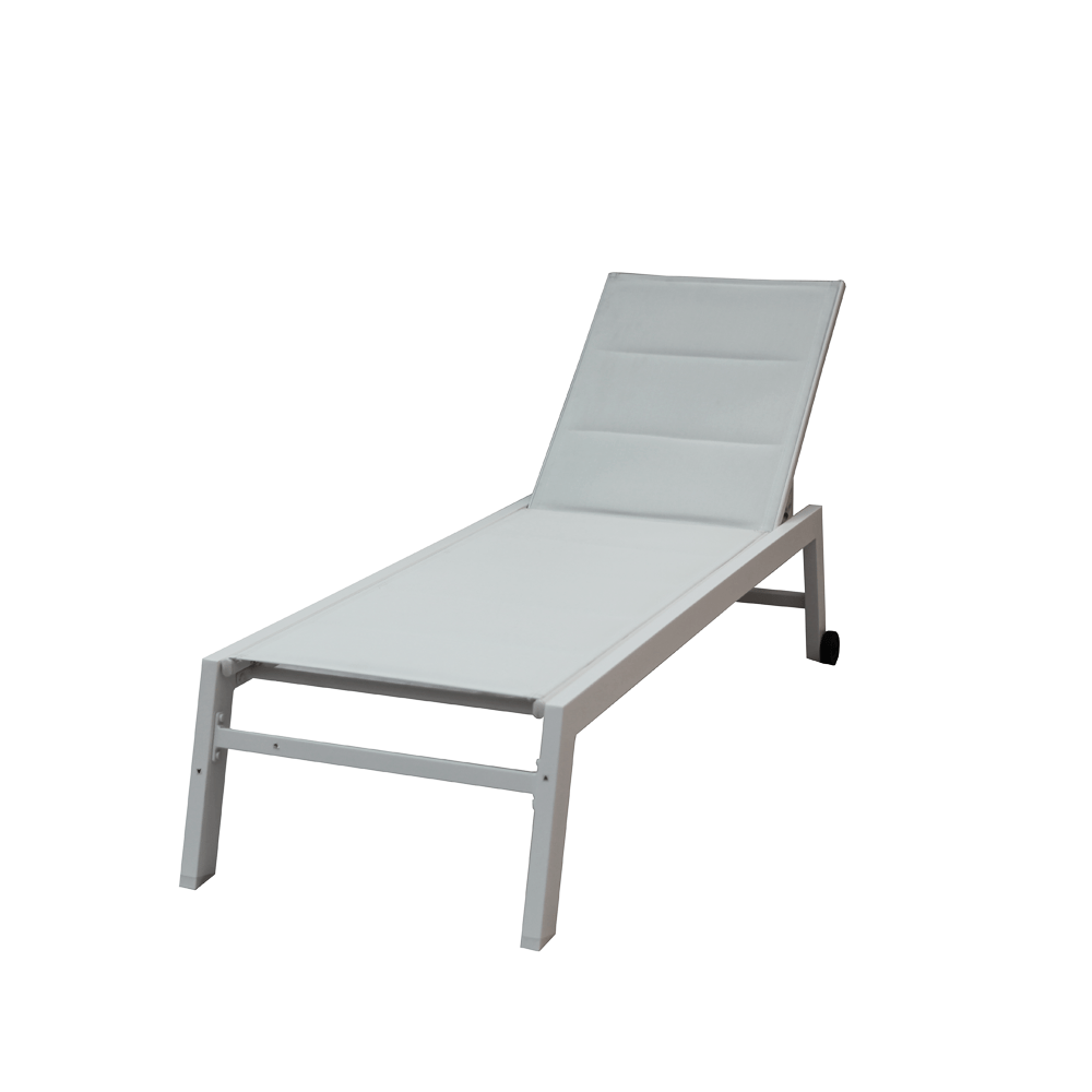 SunTuur Luxury Aluminum Frame Rope Design Sunbed with Polyester & Sponge - Durable Outdoor Lounger in White