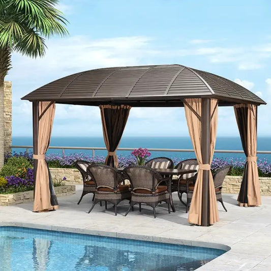 SunTuur 3x4m Rectangular Roof Aluminum Gazebo | Brown