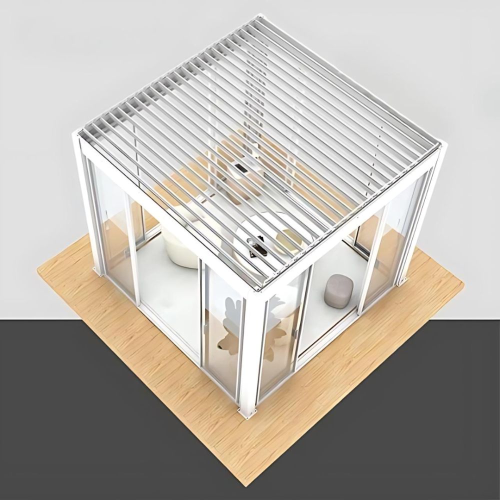 Shuttered Roof Aluminum 3x3m Gazebo with sliding glass door